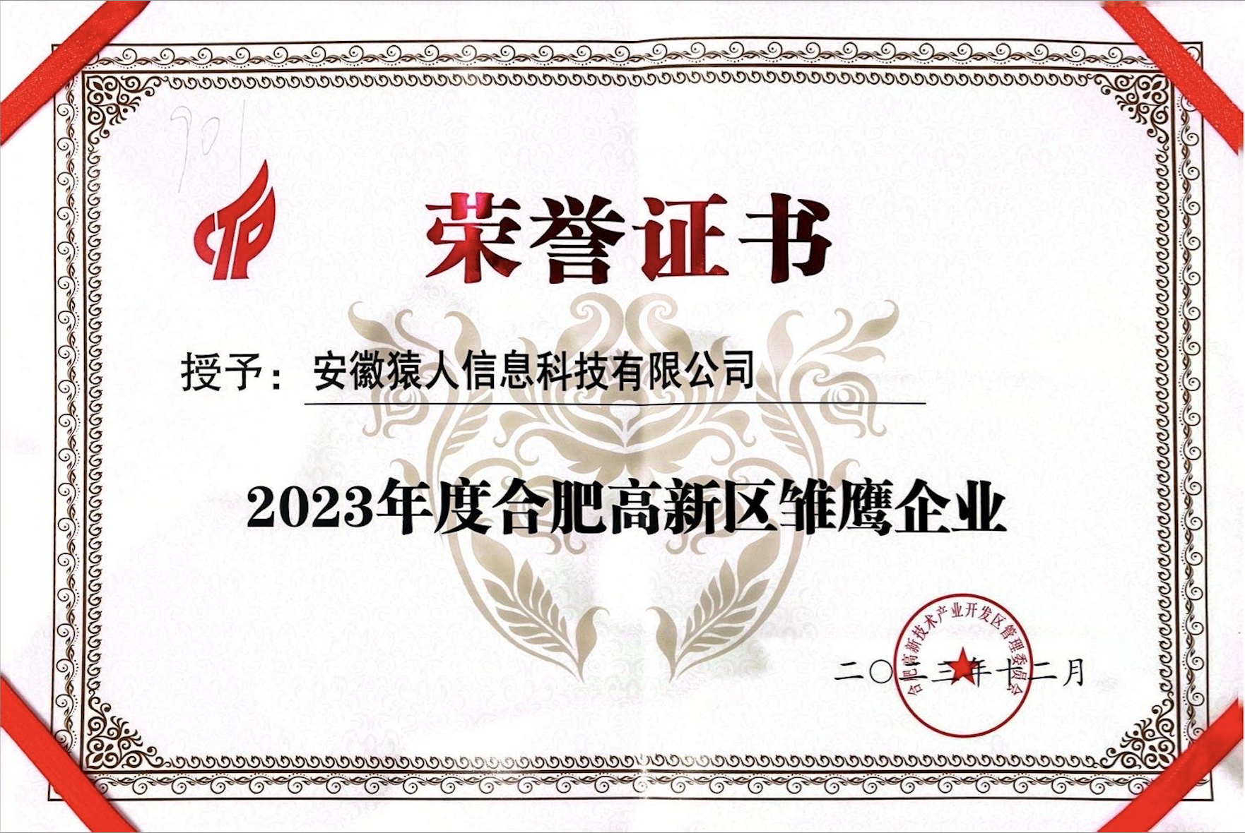 雏鹰企业证书
